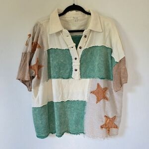 OLI & HALI Green And Cream Stripes With Stars